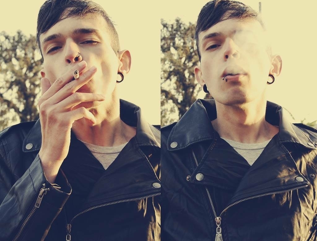 Black leather motorcycle smoke — 42